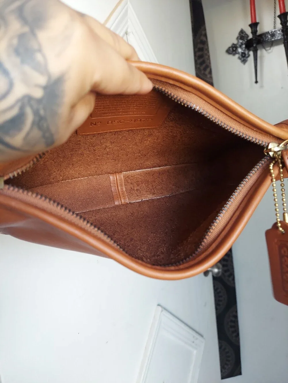 Vintage Coach British Tan Men's Zip Top Clutch 9972🤎🍂🤌
